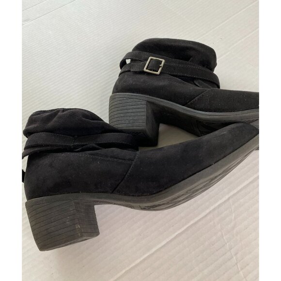 American Eagle Womens Slouch Black Faux Suede Bootie with Buckle Size 8 1/2 Boho - Picture 8 of 9